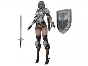 Supery warrior girl 3 rigged 3D Model
