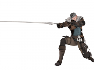 Warrior medieval knight-armor with two-handed sword 3D Model