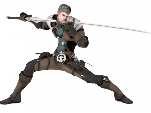 Warrior medieval knight-armor with two-handed sword 3D Model