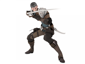 Warrior medieval knight-armor with two-handed sword 3D Model