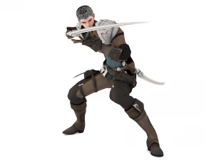 Warrior medieval knight-armor with two-handed sword 3D Model