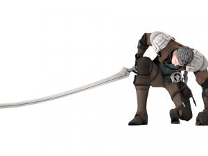 Warrior medieval knight-armor with two-handed sword 3D Model