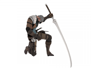 Warrior medieval knight-armor with two-handed sword 3D Model