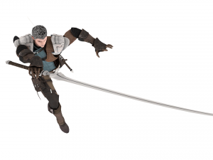 Warrior medieval knight-armor with two-handed sword 3D Model