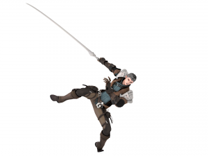 Warrior medieval knight-armor with two-handed sword 3D Model