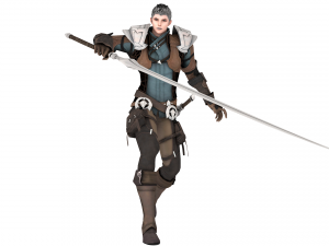 Warrior medieval knight-armor with two-handed sword 3D Model