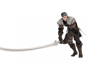 Warrior medieval knight-armor with two-handed sword 3D Model