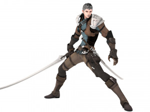 Warrior medieval knight-armor with two-handed sword 3D Model