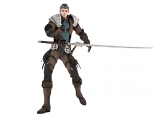 Warrior medieval knight-armor with two-handed sword 3D Model