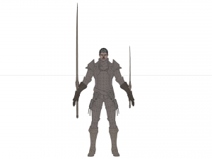 Warrior medieval knight-armor with two-handed sword 3D Model