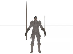 Warrior medieval knight-armor with two-handed sword 3D Model
