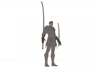 Warrior medieval knight-armor with two-handed sword 3D Model