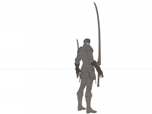 Warrior medieval knight-armor with two-handed sword 3D Model