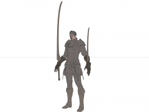 Warrior medieval knight-armor with two-handed sword 3D Model