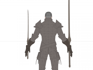 Warrior medieval knight-armor with two-handed sword 3D Model