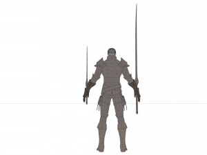 Warrior medieval knight-armor with two-handed sword 3D Model