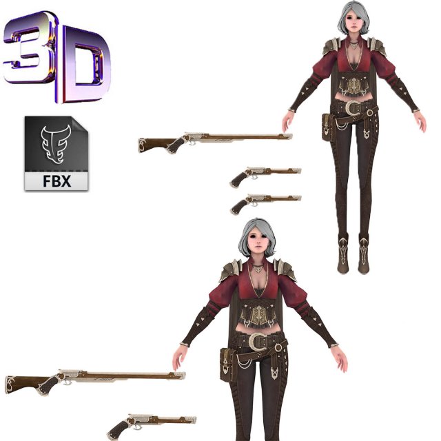 Sci fi cyberpunk action girl adrestia-rigged Modelo 3D .c4d .max .obj .3ds .fbx .stl .blend 