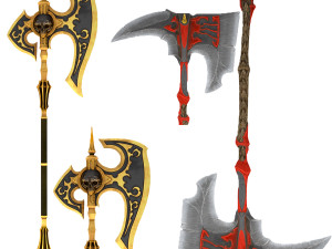 Skull axe game ready low-poly 3D मॉडल