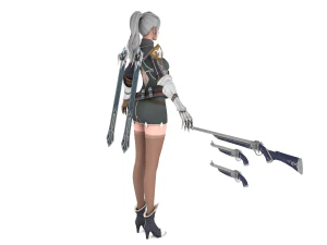 Sci fi cyberpunk action girl adrestia-rigged 3D Model