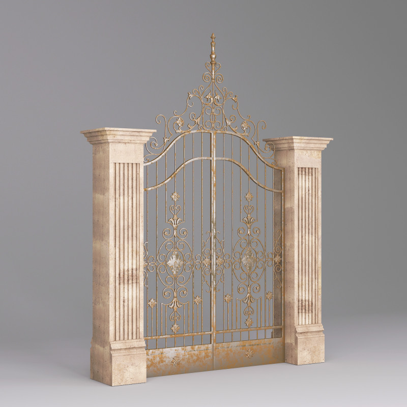 Classic Gate Door 001 3D Модель .c4d .max .obj .3ds .fbx .stl .blend 