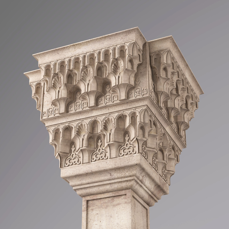 Classic Islamic Muqarnas Column 001 3D Model .c4d .max .obj .3ds .fbx .stl .blend