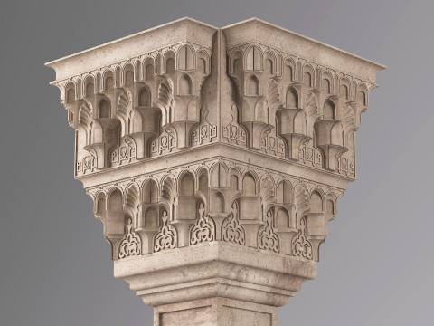 Classic Islamic Muqarnas Column 001 3D Model