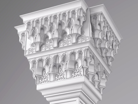 Classic Islamic Muqarnas Column 001 3D Model