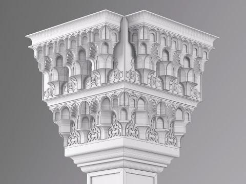 Classic Islamic Muqarnas Column 001 3D Model