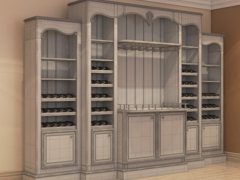 Classic Wine Cabinet 001 3D Model
