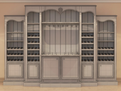 Classic Wine Cabinet 001 3D Model
