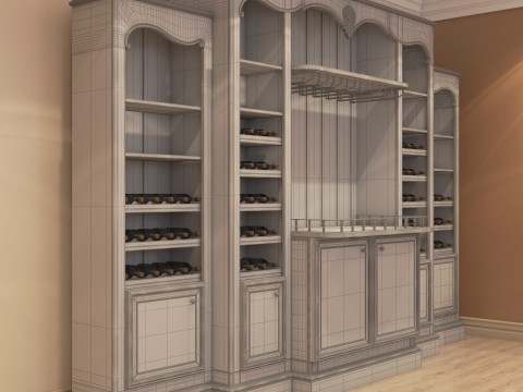 Classic Wine Cabinet 001 3D Model