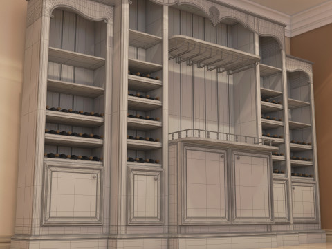 Classic Wine Cabinet 001 3D Model