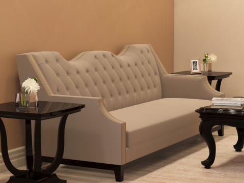 Chesterfield Fabric Sofa 001 3D 모델