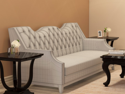 Chesterfield Fabric Sofa 001 3D 모델
