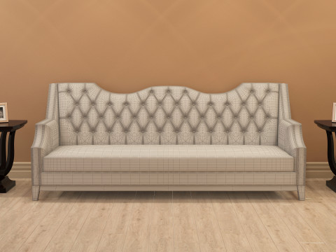 Chesterfield Fabric Sofa 001 3D 모델