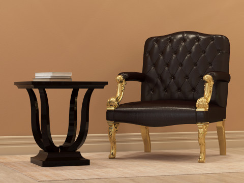 Chesterfield Leather Berjer 001 Modèle 3D