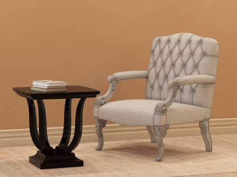Chesterfield Leather Berjer 001 Modèle 3D