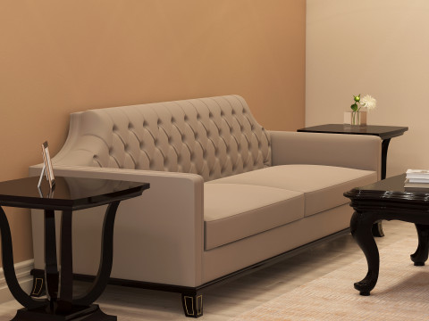 Chesterfield Fabric Sofa 002 3D 模型