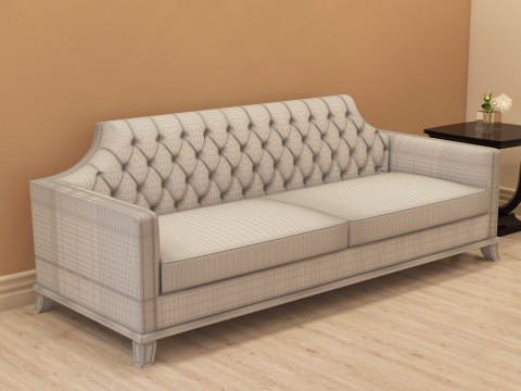 Chesterfield Fabric Sofa 002 3D 模型