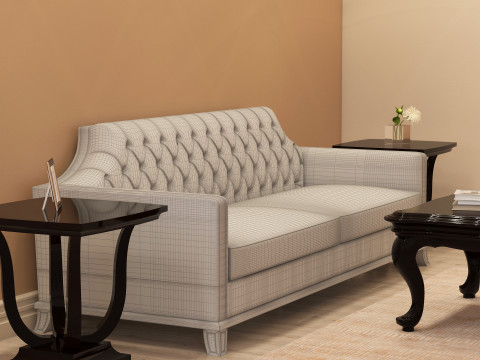 Chesterfield Fabric Sofa 002 3D 模型
