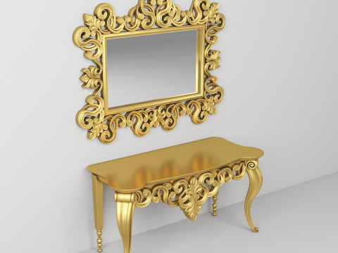 Classic Console Table and Mirror 001 3Dモデル