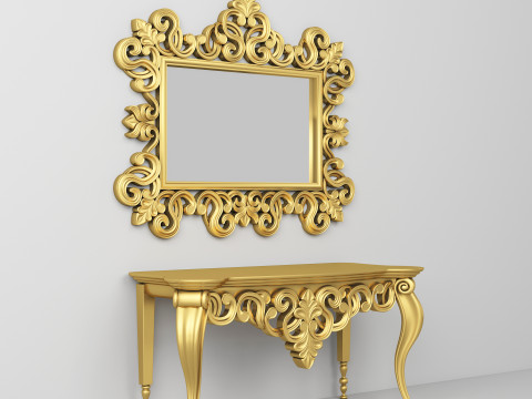 Classic Console Table and Mirror 001 Modelo 3D