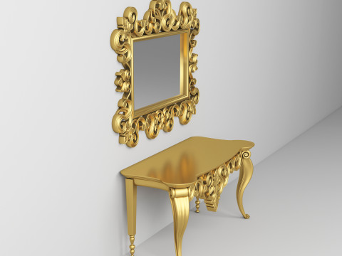 Classic Console Table and Mirror 001 Modelo 3D