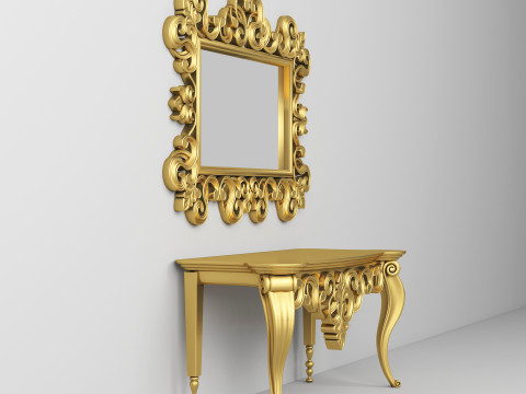 Classic Console Table and Mirror 001 Modelo 3D