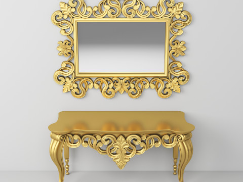 Classic Console Table and Mirror 001 Modelo 3D