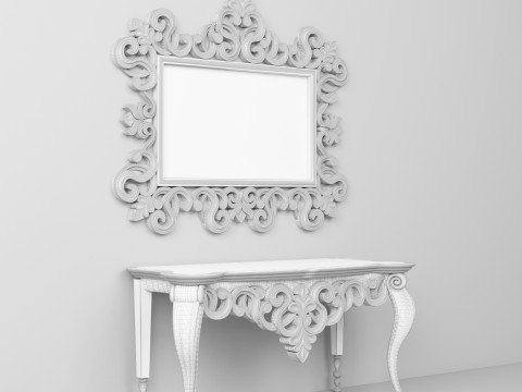 Classic Console Table and Mirror 001 Modelo 3D