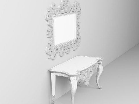 Classic Console Table and Mirror 001 Modelo 3D
