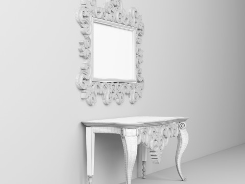 Classic Console Table and Mirror 001 Modelo 3D