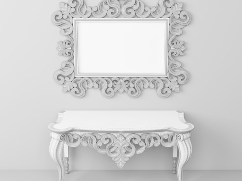 Classic Console Table and Mirror 001 Modelo 3D