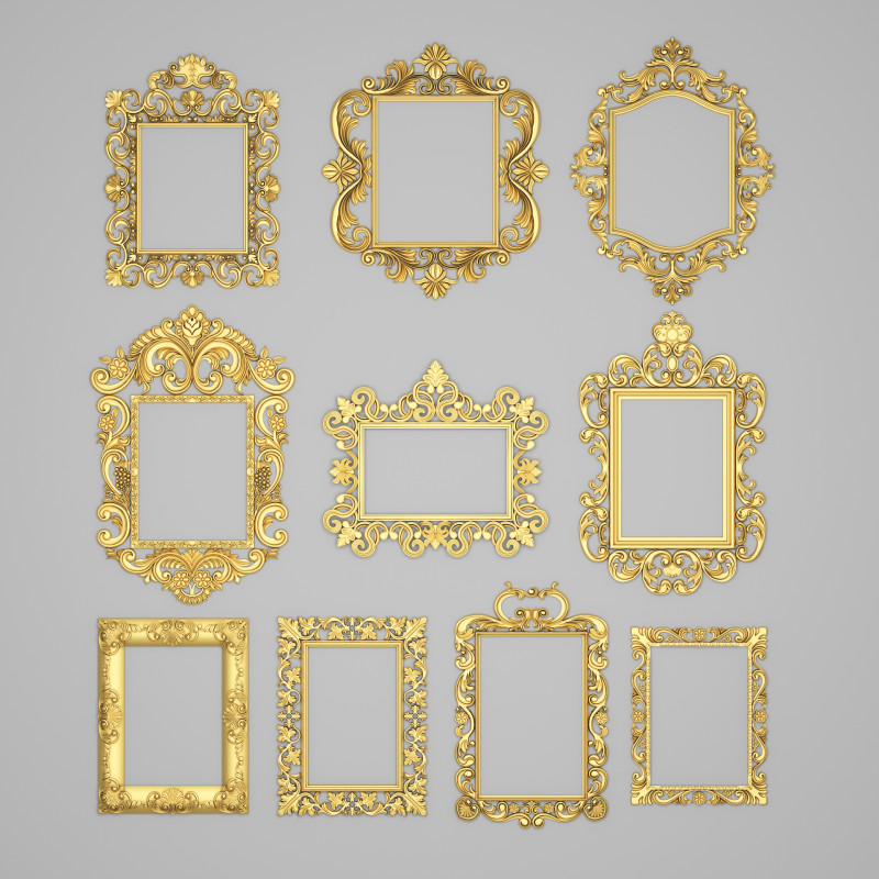 Collection Of 10 Classic Frame Mirrors Part 1 3Dモデル .c4d .max .obj .3ds .fbx .stl .blend